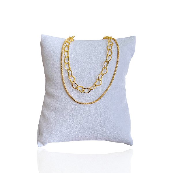 Pulseira Folheada Ouro 18k Dupla Laminada Elos Corações