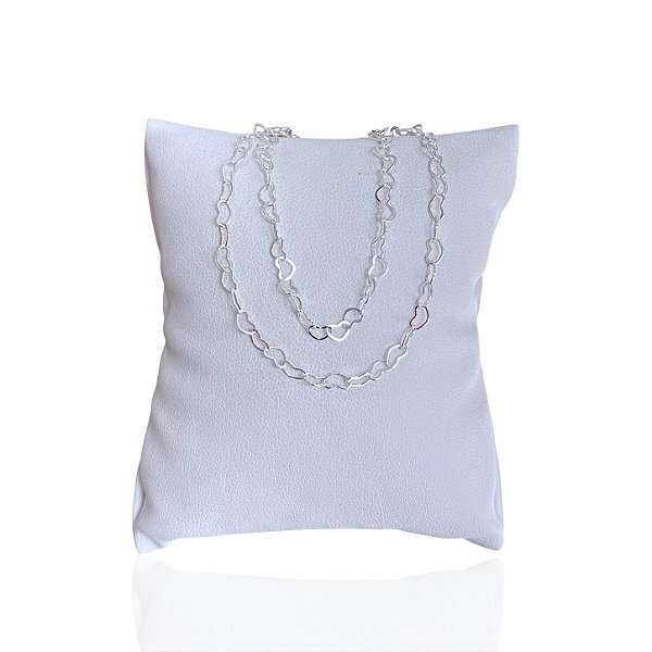 Pulseira Folheada Prata 925 Dupla Elos Corações