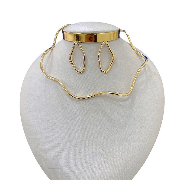Conjunto Aro Bijuteria Ondulado
