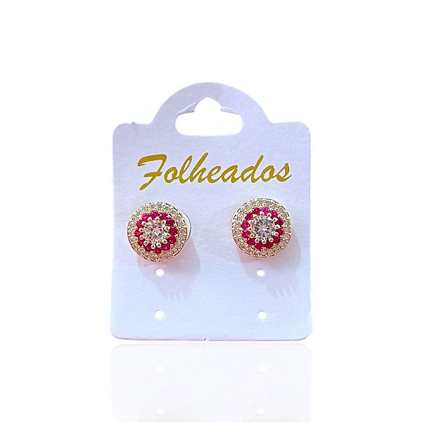 Brinco Folheado Ouro 18k e Prata 925 Mandala Cravejada