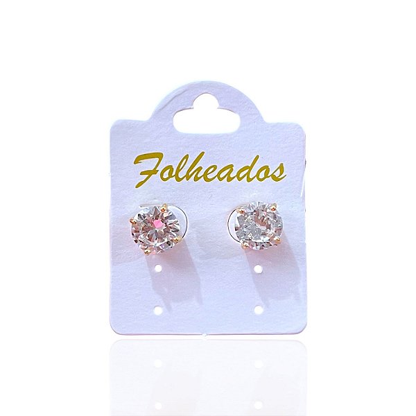 Brinco Folheado Ouro 18k e Prata 925 Ponto de Luz Cravejado