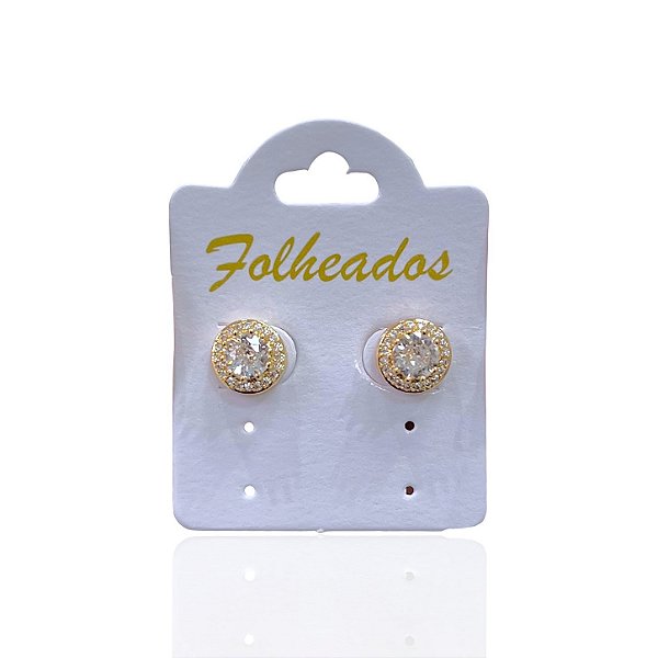 Brinco Folheado Ouro 18k e Prata 925 Redondo Cravejado