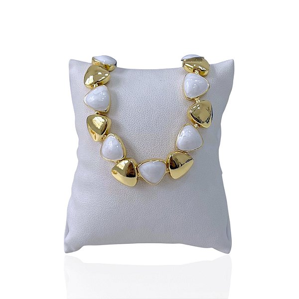 Pulseira Folheada Ouro 18k e Prata 925 Losango Pedraria
