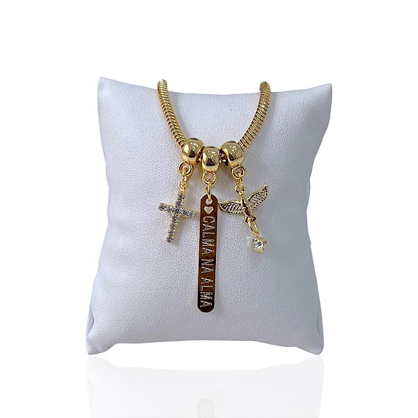 Pulseira Folheada Ouro 18k Cordão Baiano Calma na Alma