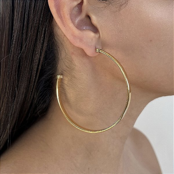 Brinco Folheado Ouro 18k Argola Quadrada