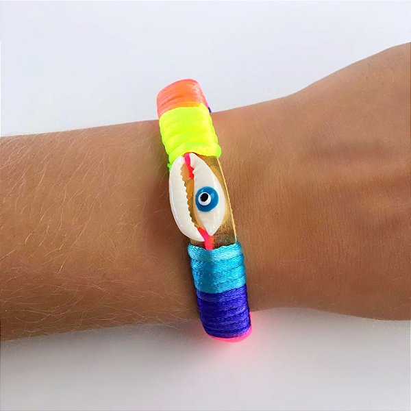 Pulseira Candy Colors Búzio Olho Grego