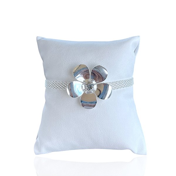 Pulseira Folheada Prata 925 Malha Flor