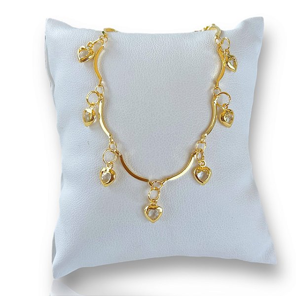 Pulseira Folheada Ouro 18k Corações