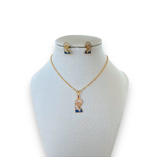 Conjunto Infantil Folheado Ouro 18k Frozen