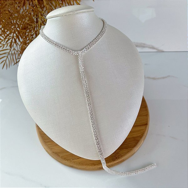 Choker Gravatinha Strasss Bijuteria