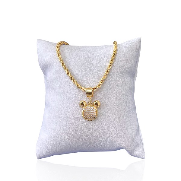 Pulseira Folheada Ouro 18k Cordão Baiano Minnie Cravejada