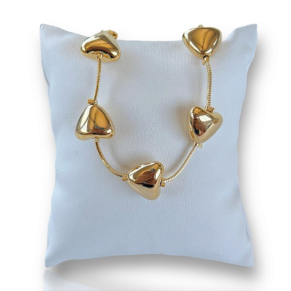 Pulseira Folheada Ouro 18k Corações
