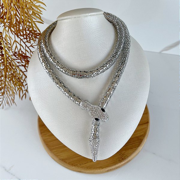 Colar Serpente Malha Folheado