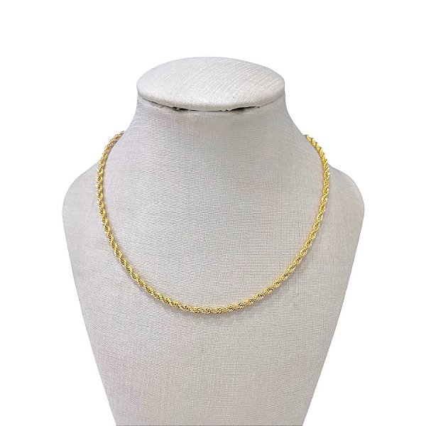 Colar Folheado Ouro 18k e Prata 925 Cordão Baiano Fino