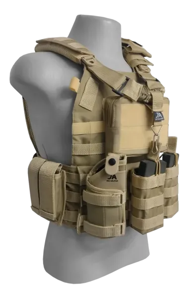 Colete Tático Airsoft Modular Plate Carrier + 8 Acessórios TAN