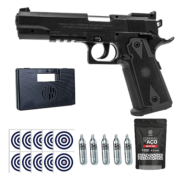 Pistola Pressão 1911 + 5 Co2+Case + 1000 Esfera 4,5mm Rossi