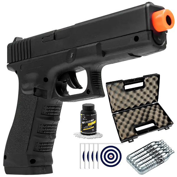 Kit Pistola Airsoft G17 Rossi 6mm +Case + 2800 Munição + Co2