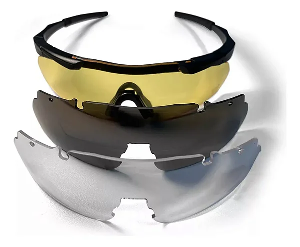 Óculos Tático Desert Warmmo Airsoft 03 lentes 2.0mm - Preto