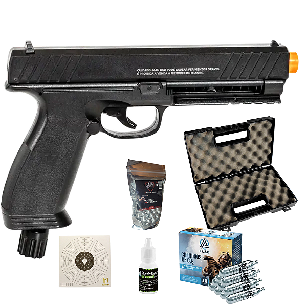 Kit Pistola Pressão Vesta Co2 .50 Rossi + Maleta + Esfera