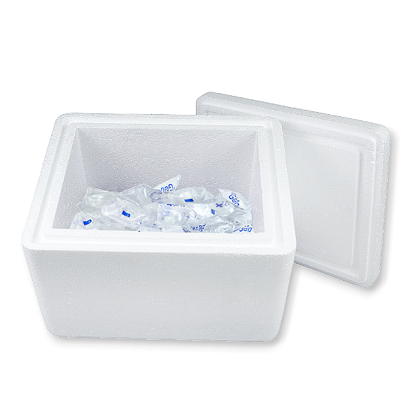 Kit 1 Caixa Eps 10 Litros ISOPOR® Com 50 Unidades De +Gelo 65g