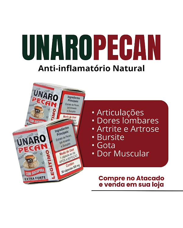 Unaro Pecan 30 capsulas Revenda no Atacado 12 Unidades