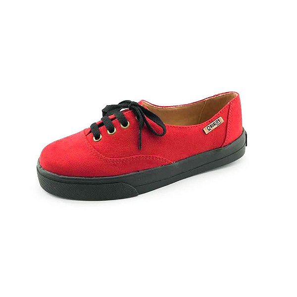 tenis de camurça vermelho feminino