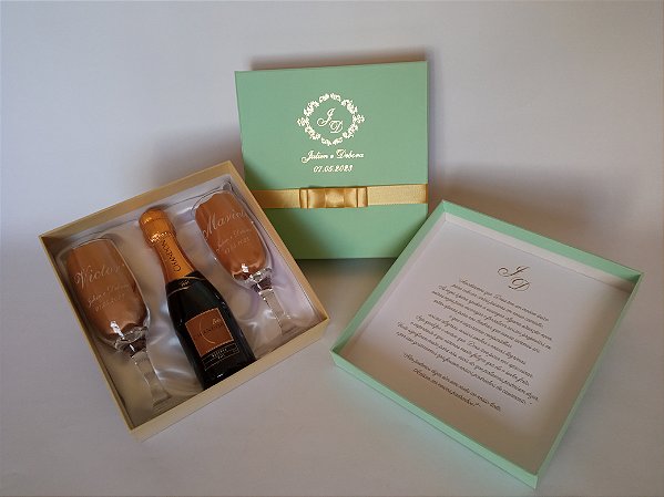 Taça de Champanhe - Kit Duplo + Mensagem Interna + Espaço 187ml