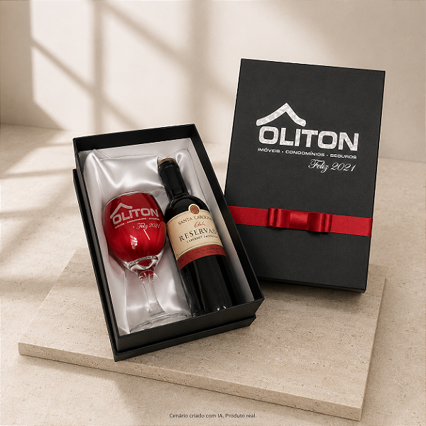 Kit Individual com Taça de Vinho e Espaço para Vinho 375 ml