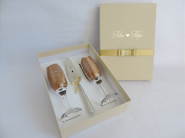 Kit com espátula Personalizada - Taças de Vidro