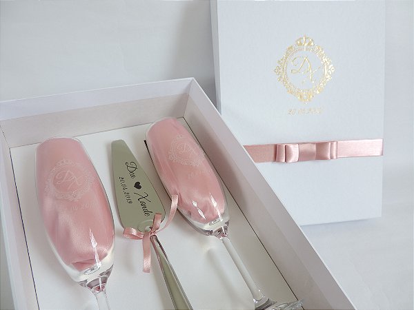 Kit com espátula Personalizada + Taças de Cristal