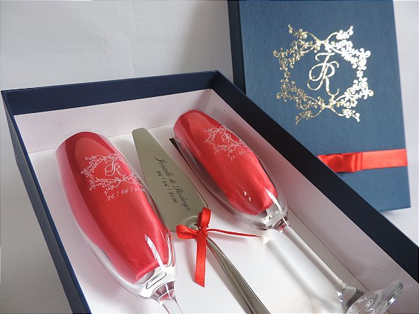 Kit com espátula Personalizada - Taças de Cristal 04