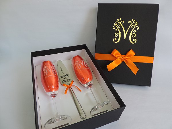 Kit com espátula Personalizada - Taças de Cristal 05