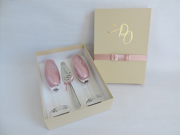 Kit com espátula Personalizada - Taças de Cristal 06
