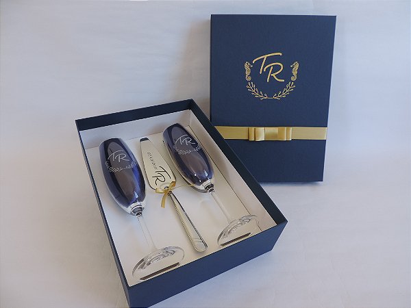 Kit com espátula Personalizada - Taças de Cristal 07