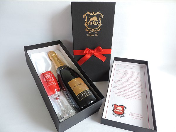 Taça de Champanhe - Kit Individual + Espaço 750ml  + Mensagem Interna - FORMATURA