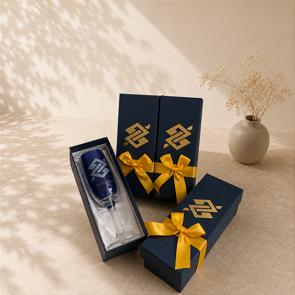 Kit Individual Taça Champanhe Personalizado | Caixa