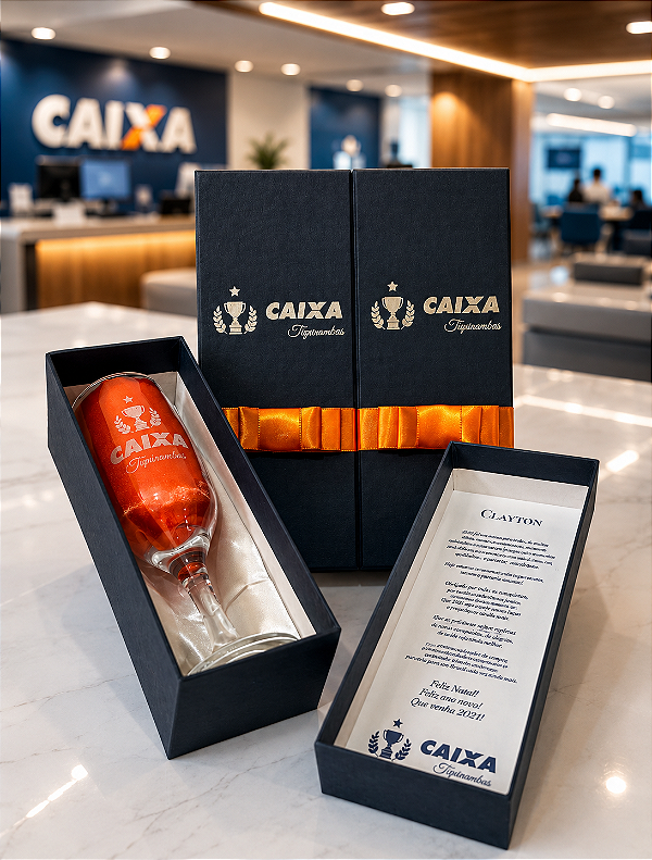 Taça de Champanhe - Kit Individual + Mensagem Interna EMPRESA