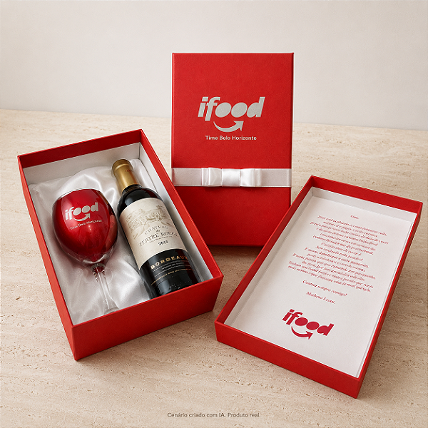Kit Individual com Taça de Vinho e Espaço para Vinho 375 ml com Mensagem