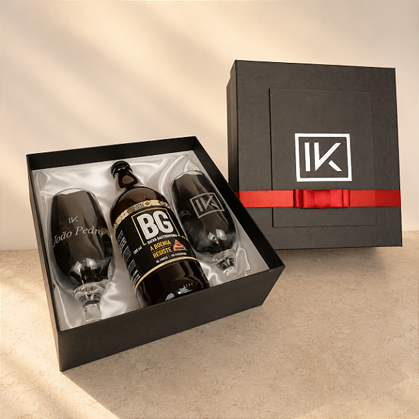 Kit Duplo Personalizado com Taça de Cerveja e Espaço para Cerveja Artesanal