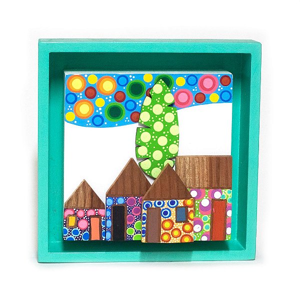 Quadro Vila Colorida Turquesa