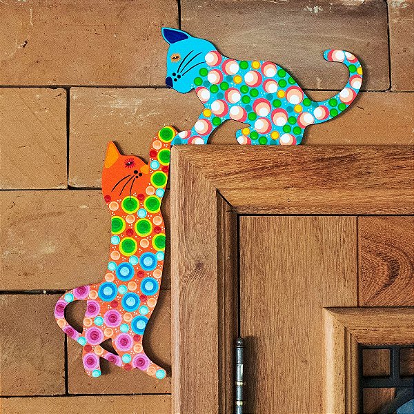 Gatinho de Parede Dupla Coral e Azul Claro