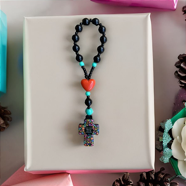 Dezena em Acrílico Floral Preto