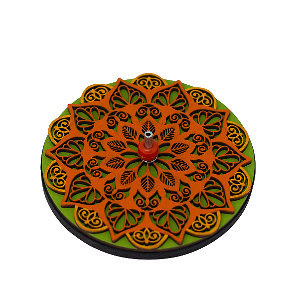 Porta-Inceso Mandala Laranja&Verde