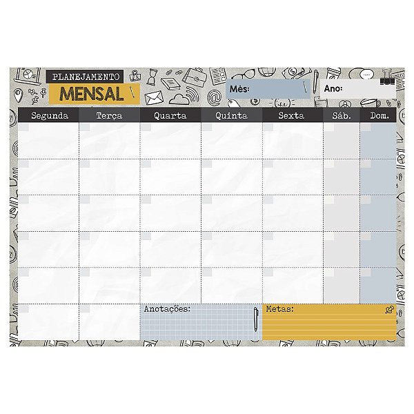 Planner Mensal Cinza