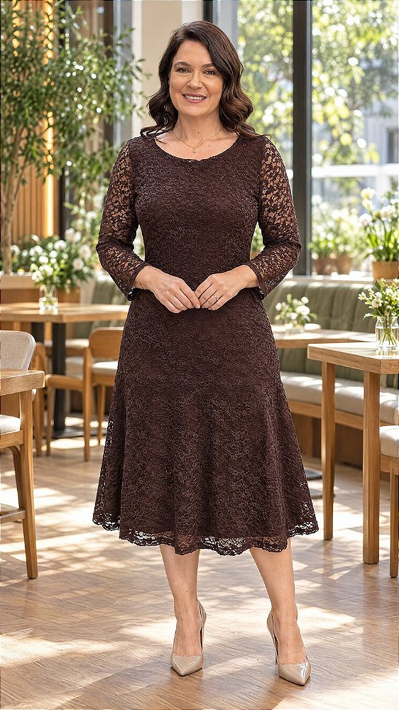 Vestido de Renda Camurça