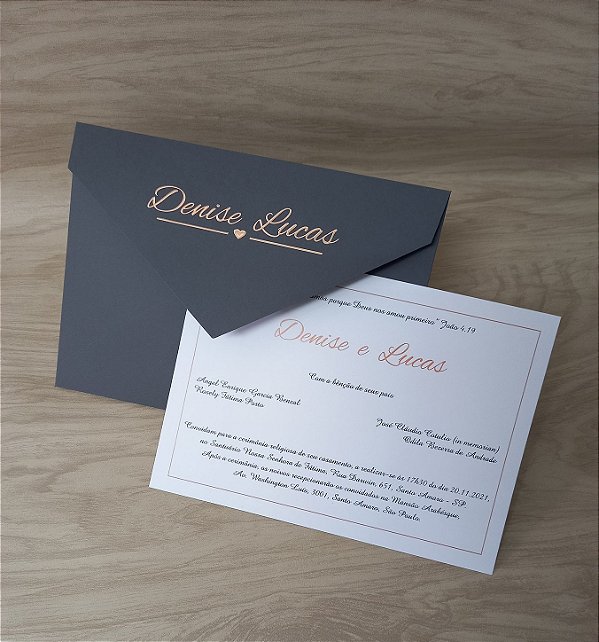 Convite de Casamento Clássico com Hot Stamping | Luxo