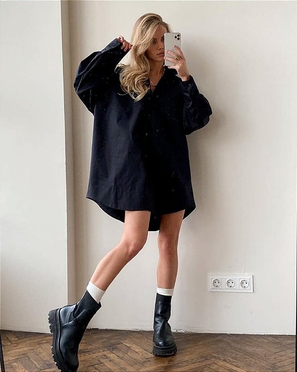 Conjunto em linho alfaiataria oversized - Preto