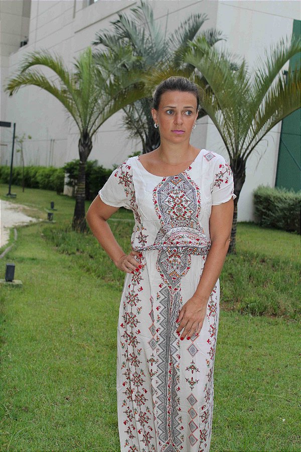 Vestido longo com estampa indian gree