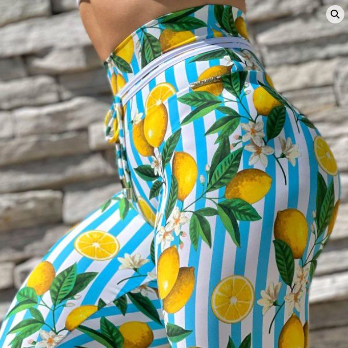 Calça legging levanta bumbum com estampa Lemon exclusiva