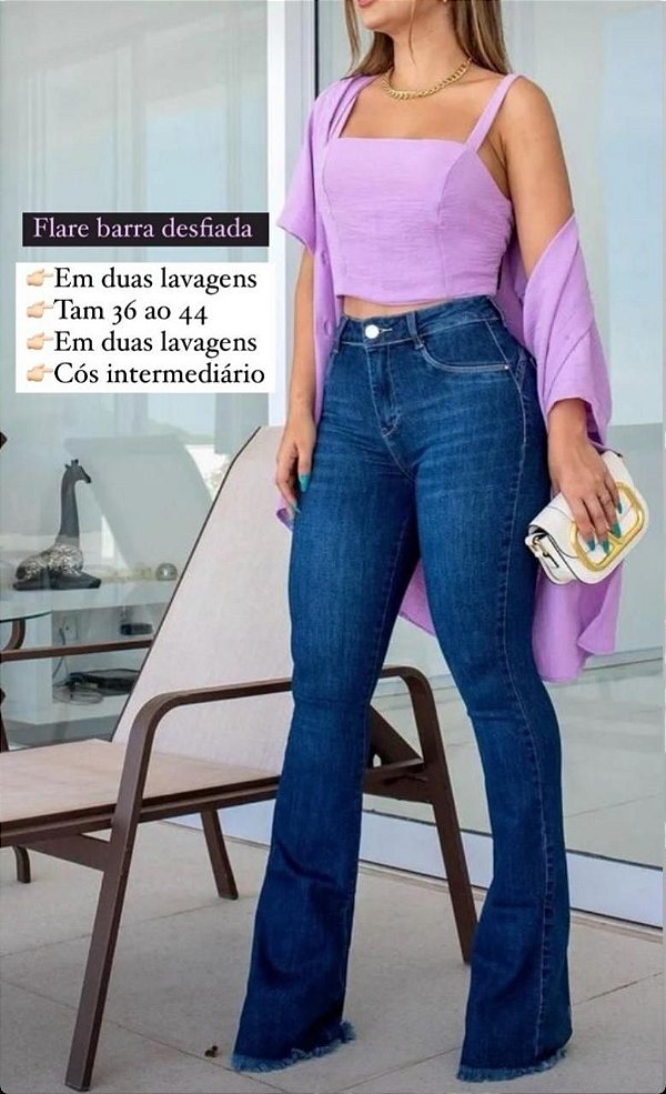Calça jeans com zíper traseiro na perna e barra desfiada Madame Ninna -  Madame Ninna - loja online de confeccções femininas